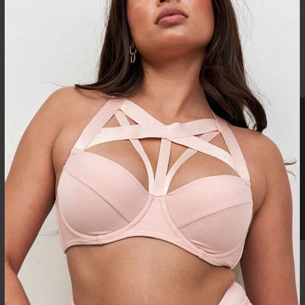 Lunalae SCARLETT BRA - STRAPPY BALCONETTE BRA RECYCLED BLUSH US 6 NWOT
